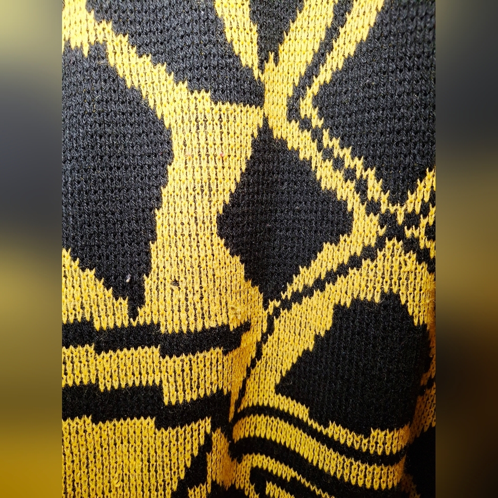 Vintage 80s Stylish Geometric Sweater Dress (L) - Picture 4 of 7